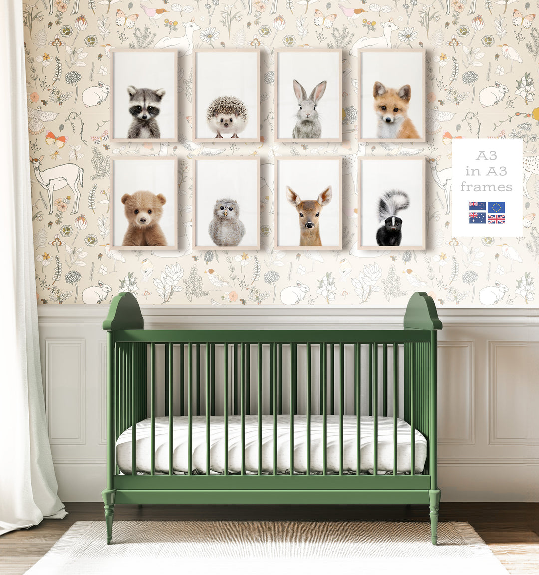 Woodland Animals Set of 8 Baby Animals Nursery Decor Art Prints