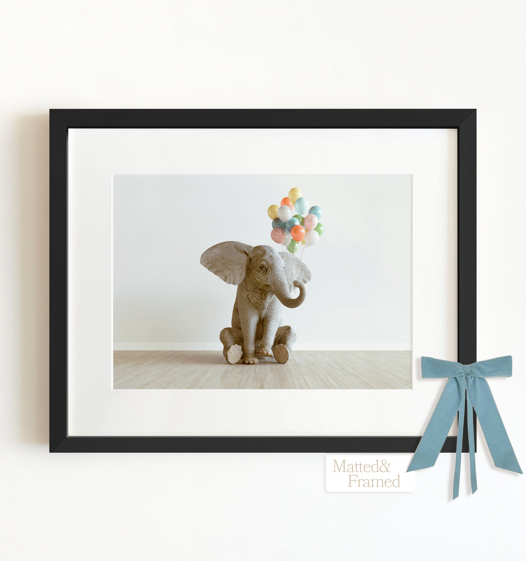 Elephant with Balloons Framed Art