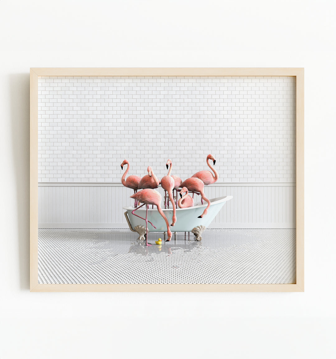 Flamingos in Blue Bathtub