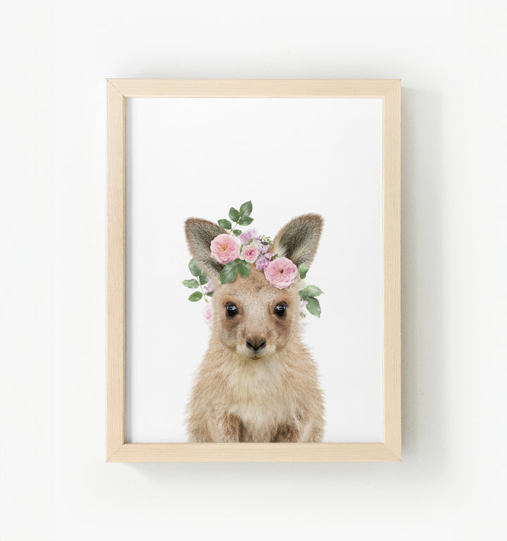 Baby Kangaroo Framed Canvas