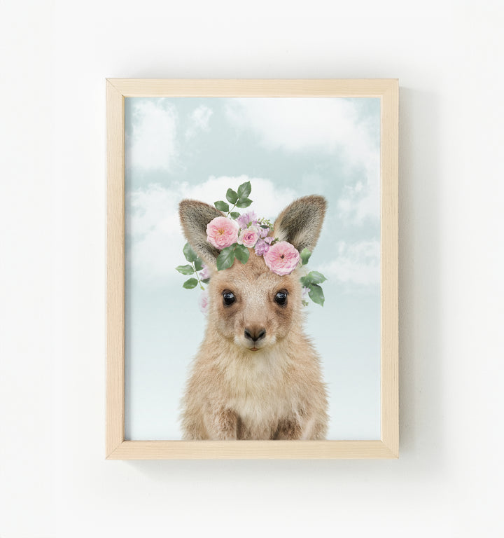 Baby Kangaroo Framed Canvas