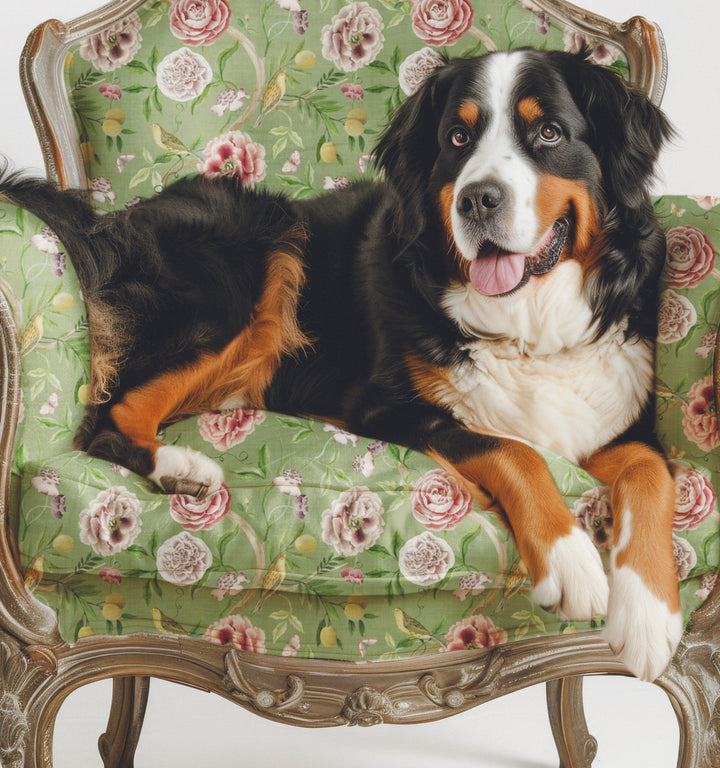 Bernese Mountain Dog on Chair