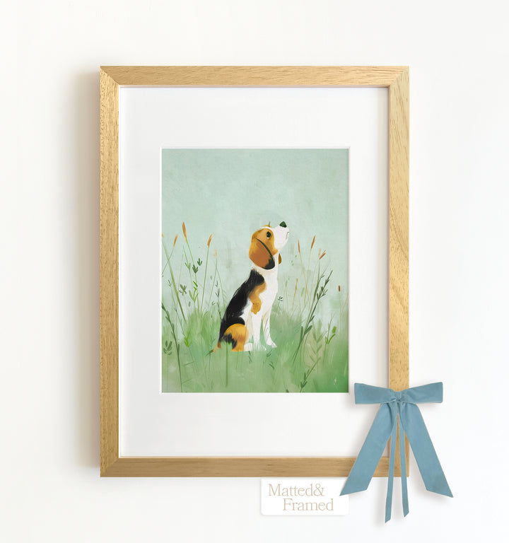 Framed Nursery Art Picture Book Puppies