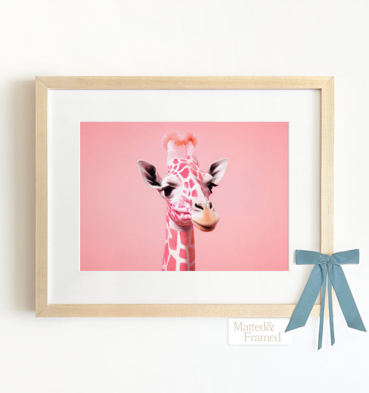 Pink Giraffe Wall Framed Art