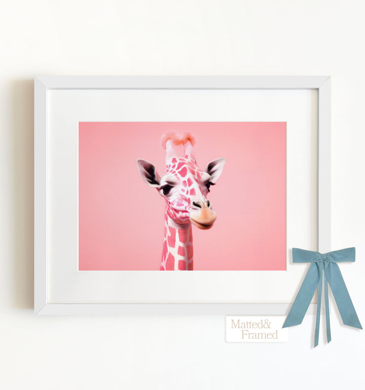 Pink Giraffe Wall Framed Art