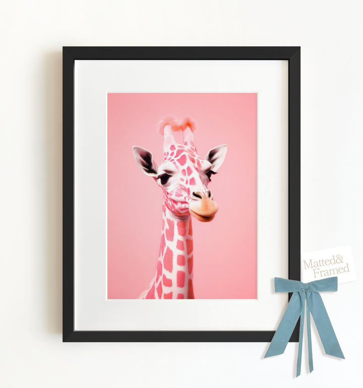 Pink Giraffe Wall Framed Art