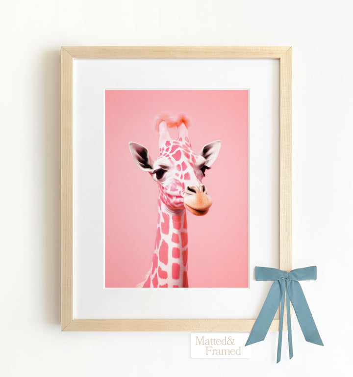 Pink Giraffe Wall Framed Art