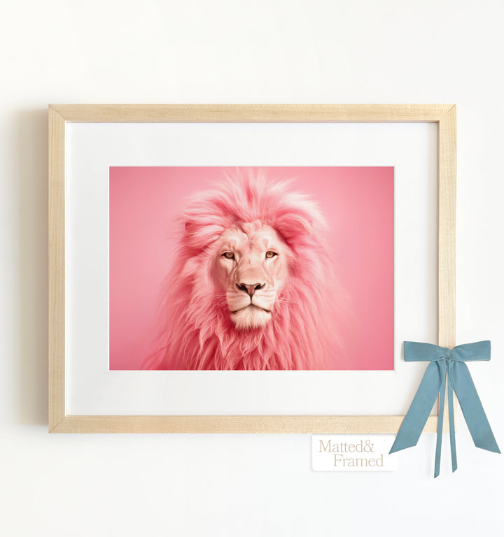 Pink Lion Framed Art