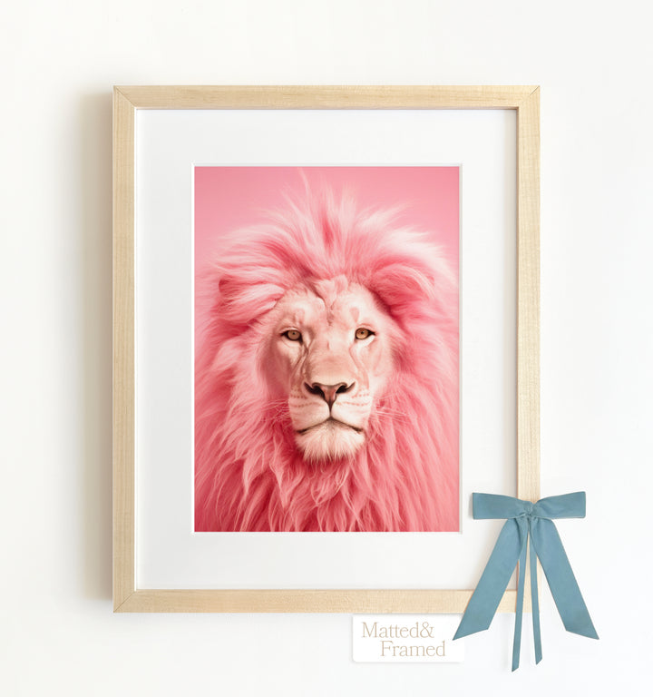 Pink Lion Framed Art