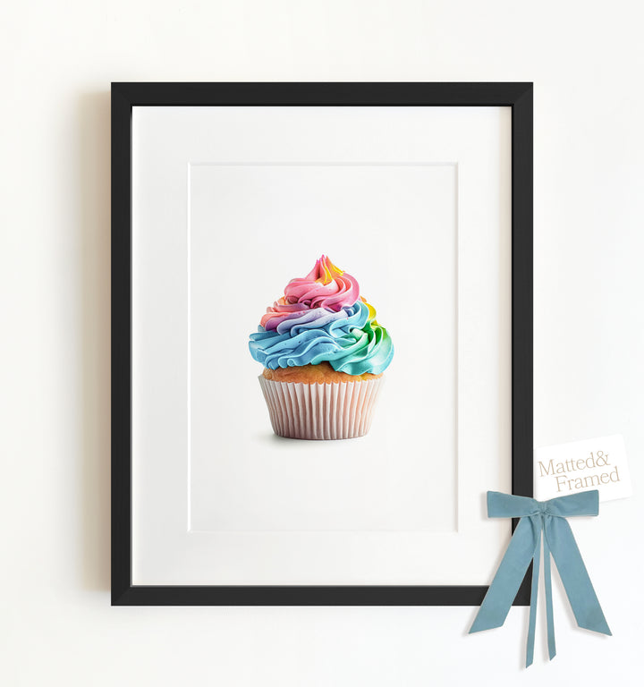 Rainbow Cupcake Framed Art