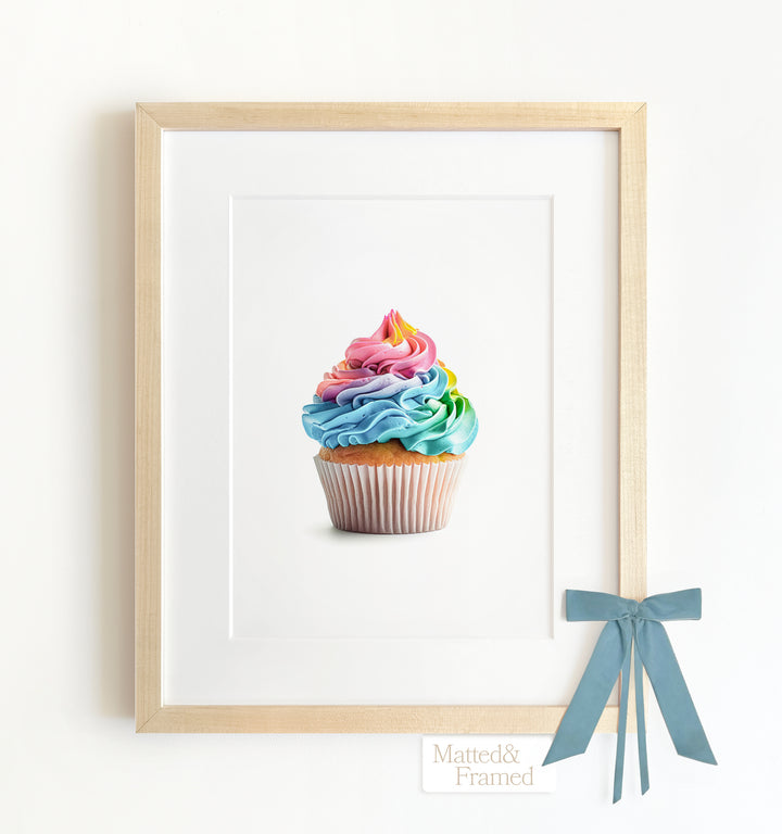 Rainbow Cupcake Framed Art