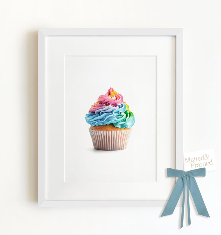 Rainbow Cupcake Framed Art