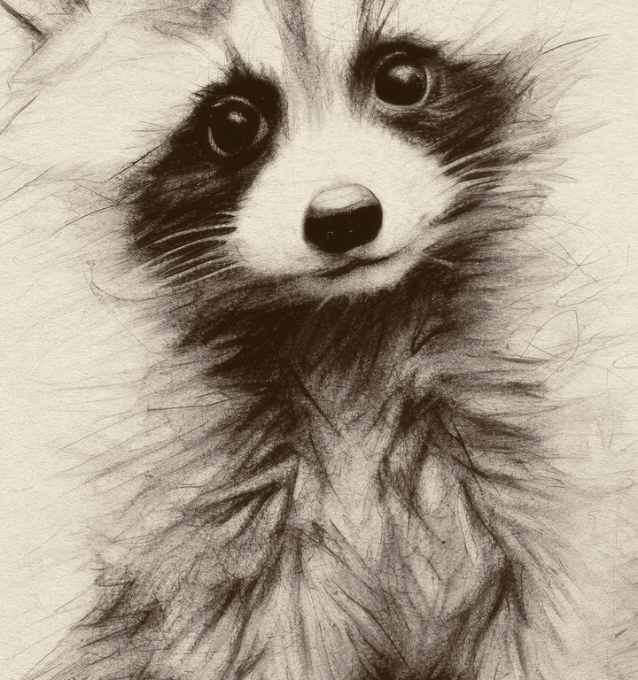 Sketchbook Raccoon Nursery Art Print