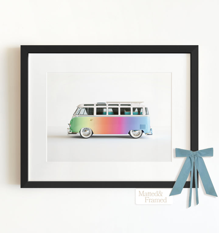 Rainbow Bus Framed Art