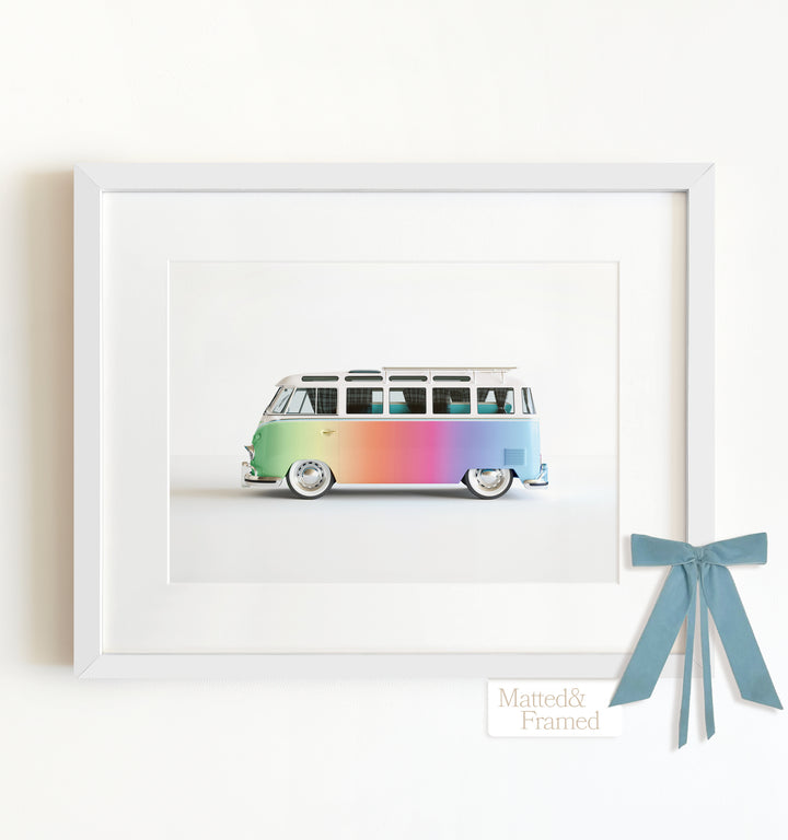 Rainbow Bus Framed Art