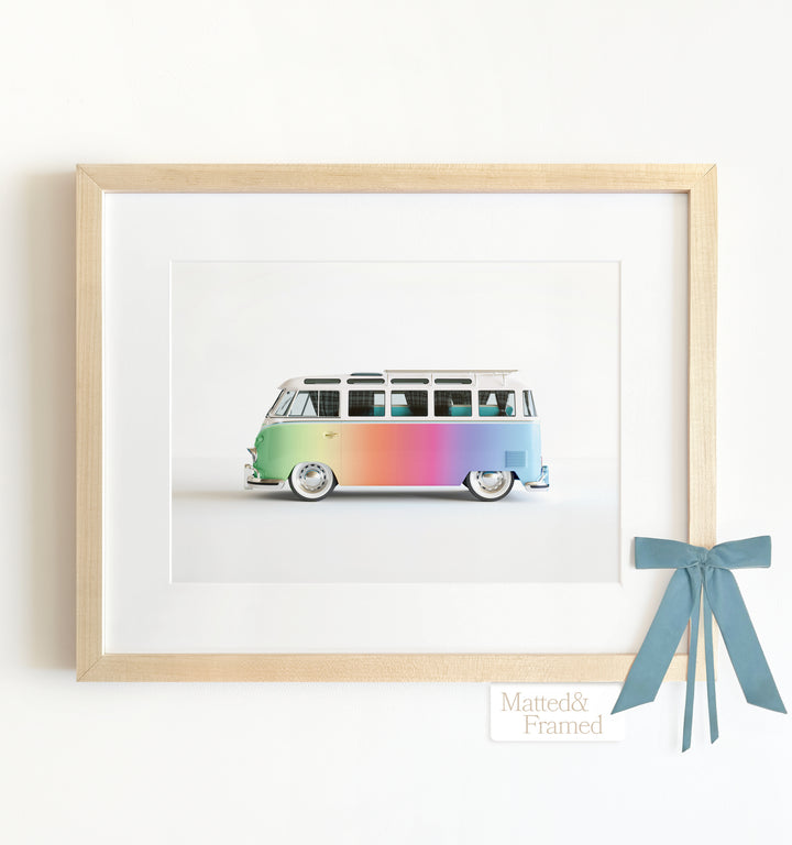 Rainbow Bus Framed Art