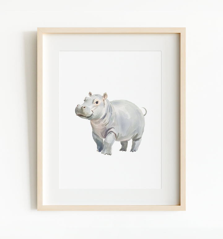 Watercolor Hippo Art Print