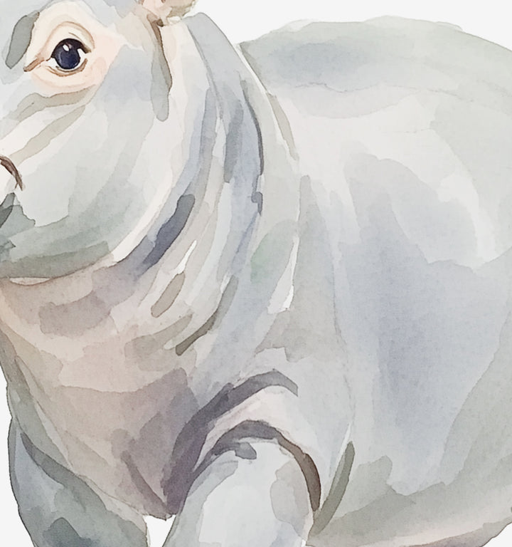 Watercolor Hippo Art Print