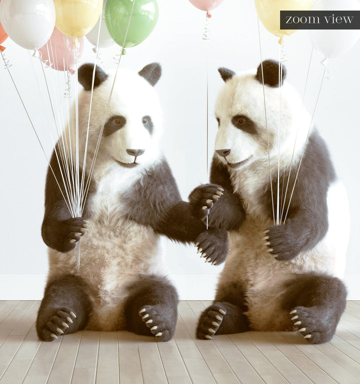 Pandas with Balloons Framed Art