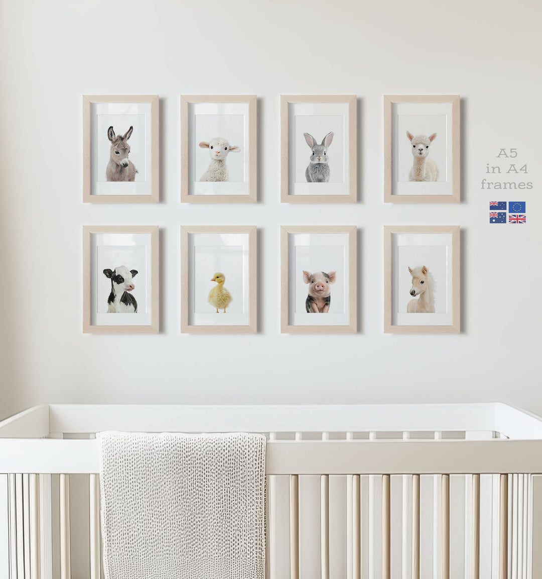 Farm Animals - Set of 8 baby animals Nursery Decor