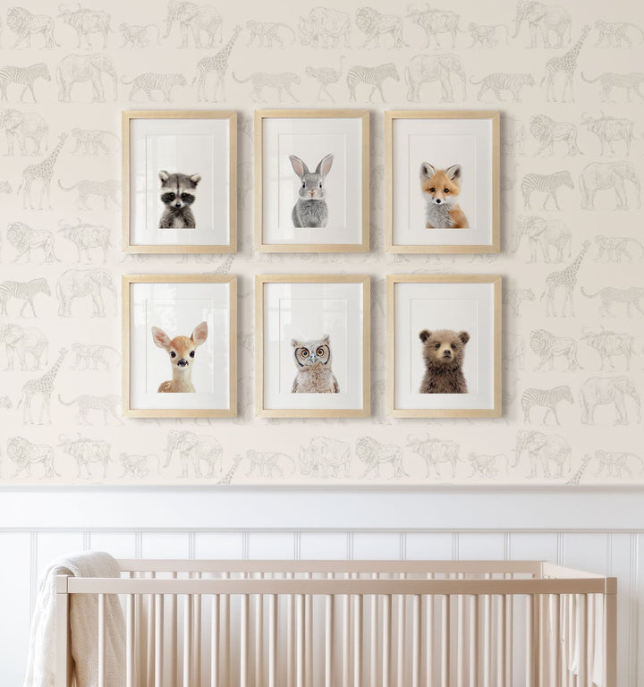 Framed Woodland Animals Set of 6 Nursery Art