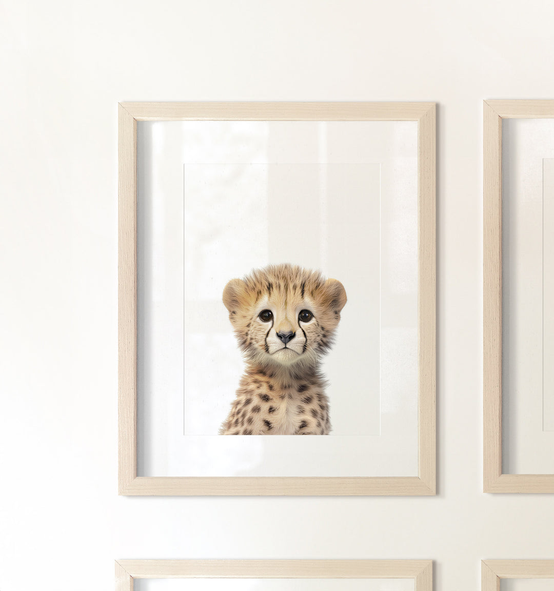 Framed Baby Safari Animals Nursery Decor - African Animals Set of 6