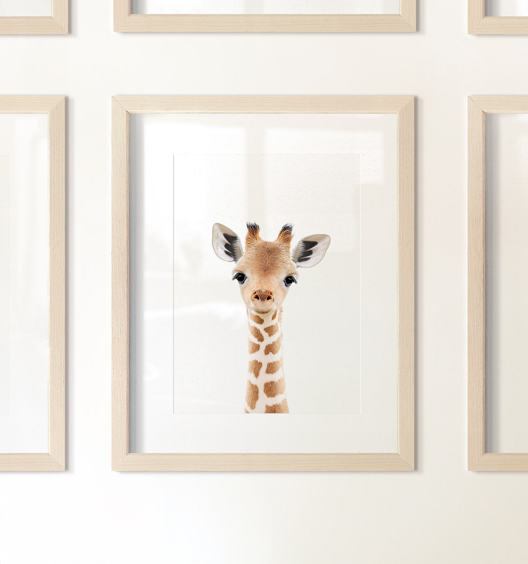 Framed Baby Safari Animals Nursery Decor - African Animals Set of 6