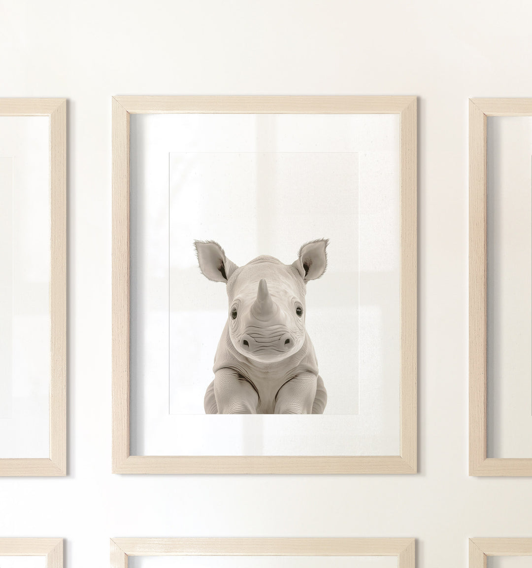 Framed Baby Safari Animals Nursery Decor - African Animals Set of 6