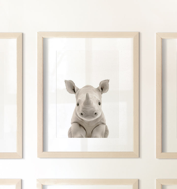 Framed Baby Safari Animals Nursery Decor - African Animals Set of 6