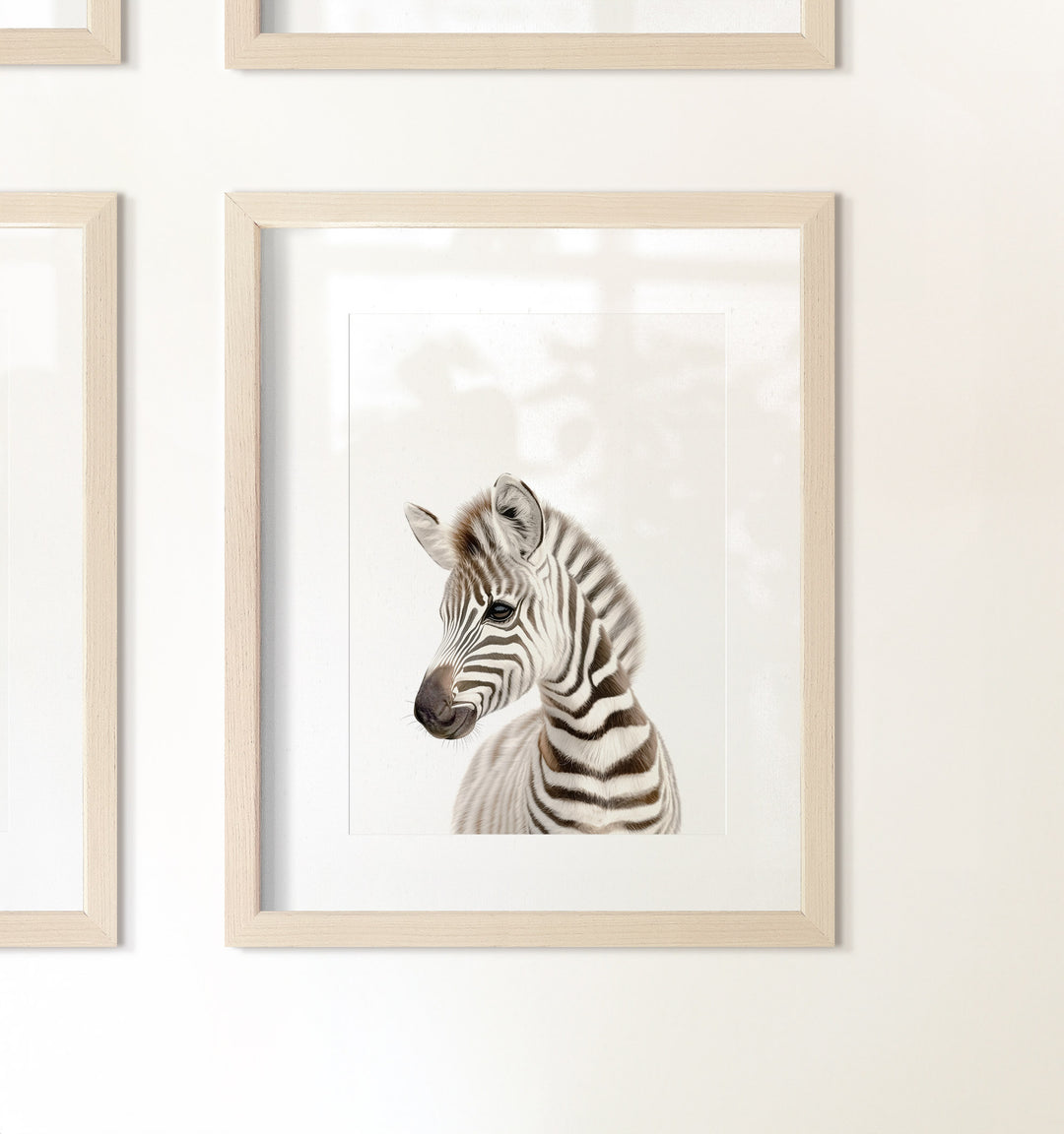 Framed Baby Safari Animals Nursery Decor - African Animals Set of 6