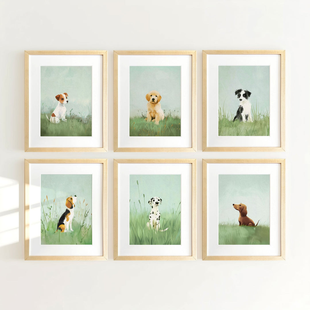 Framed Nursery Art Picture Book Puppies