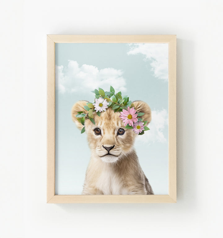 Baby Lion Framed Canvas