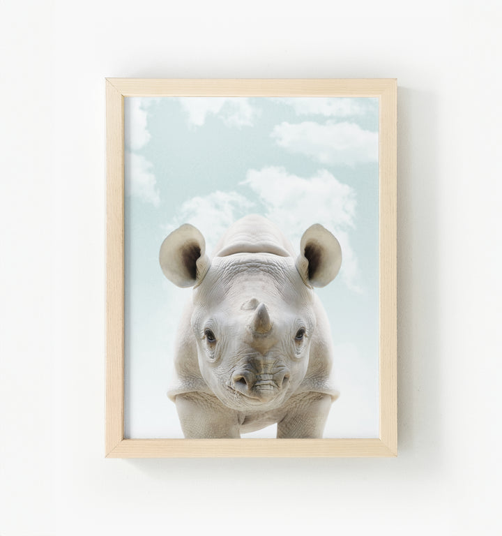 Baby Rhino Framed Canvas