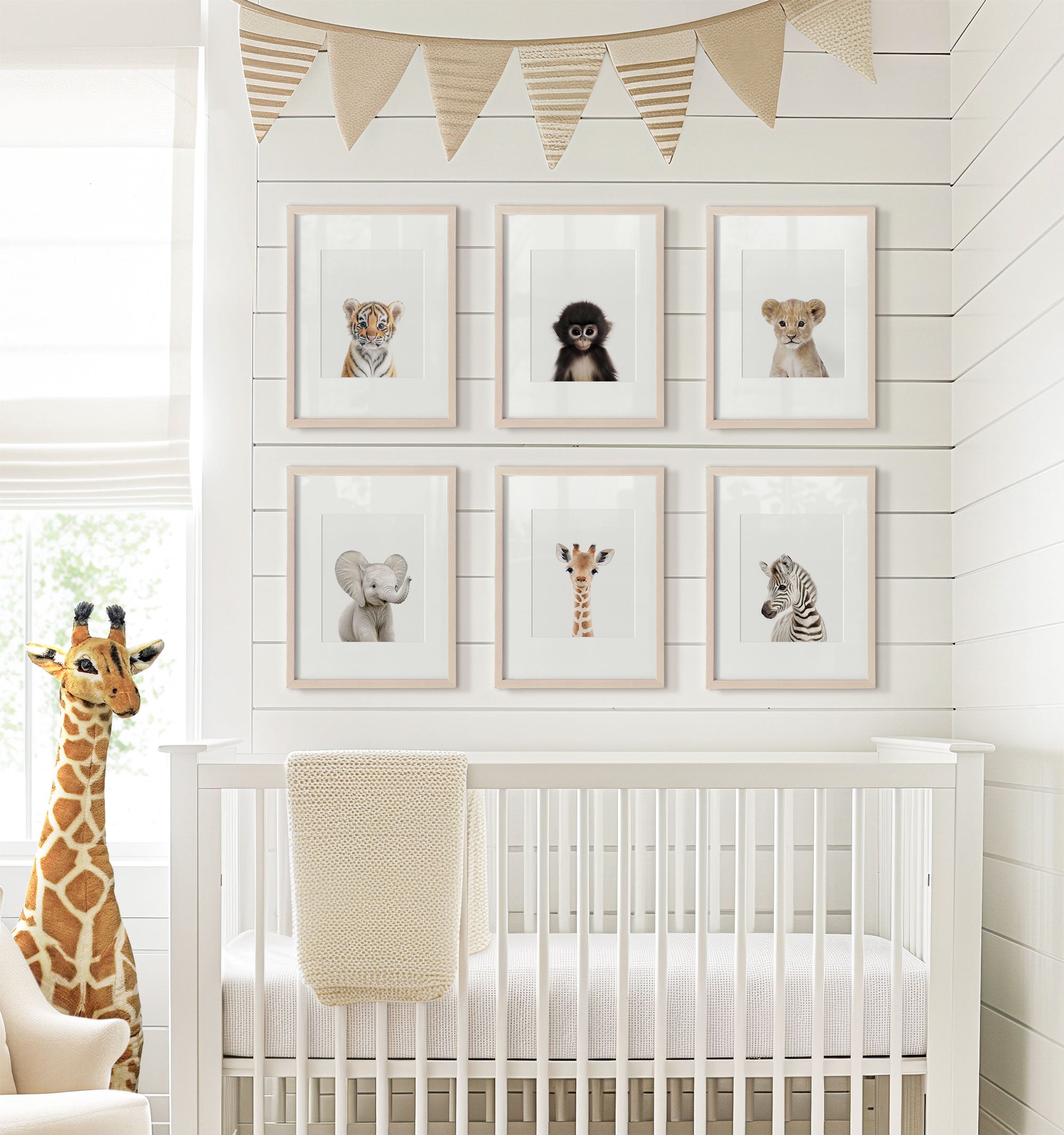 Baby Jungle Safari Animals Set of 6 Nursery Decor Prints The Crown Prints