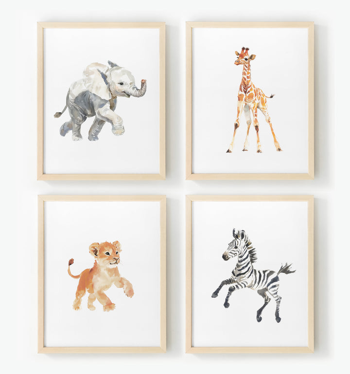 Watercolor Safari Animals Set of 4